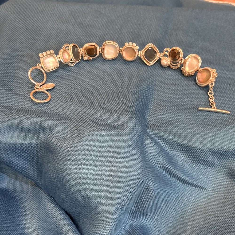 Silpada Sterling Silver Exempler Multi Stone Toggle Bracelet